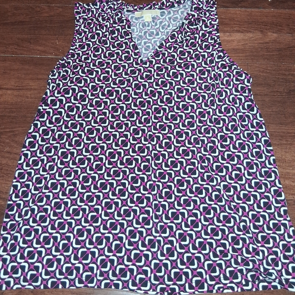 Michael Kors Black and Purple Geometric Tank Top - Picture 1 of 2